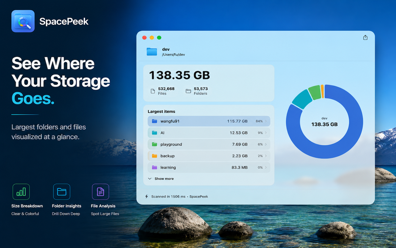 SpacePeek poster showing storage distribution in a folder